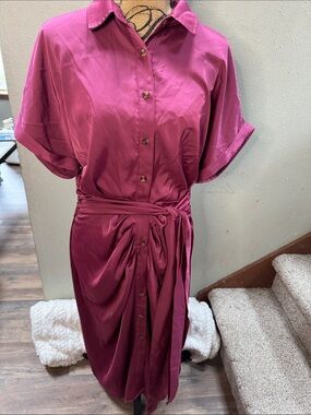 Elegant Maroon Satin Dress